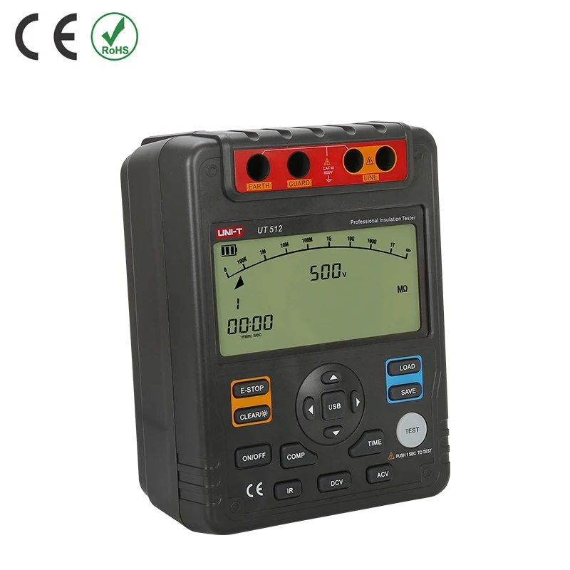 

UNI-T UT513A Digital Insulation Resistance Tester Megohmmeter Voltmeter 5000V 1000M ohm w/ USB Interface Earth Ground Meter