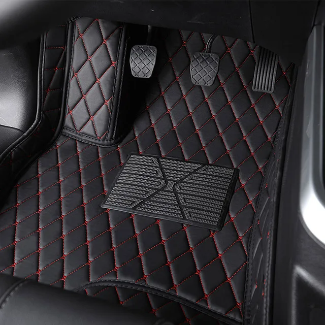 1 Piece black red Flash mat кожаный автомобильный коврик для Changan все модели CS75 CS35 CX20 CX30 CS15 CS95 CS55 мини benben V3 V5 V7 Автомобильный ножной для укладки волос - Название цвета: 1 Piece black red