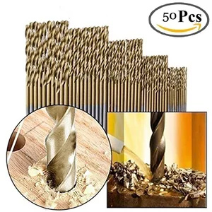 Бесплатная доставка, 50 шт., титановые сверла из быстрорежущей стали с покрытием, высокоскоростные сверла из быстрорежущей стали для электрических дрелей