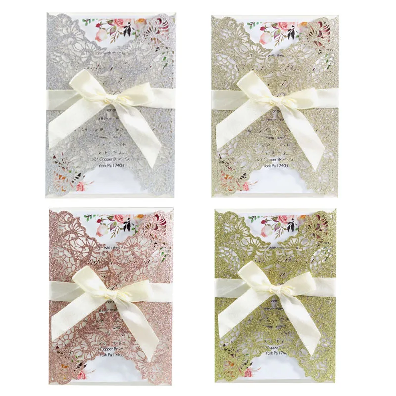 

10/20pcs Laser Cut Wedding Invitation Cards Glitter Baby Shower Birthday Invitations Card Engagement Bachelor Party Invite Card