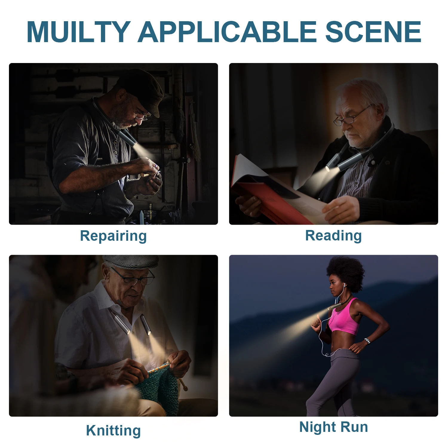 

YKZ USB Reading Lamp Neck Book Light Rechargeable HandsFree Detachable LED Night Lights Speedlight Adjustable Lighting Lamp