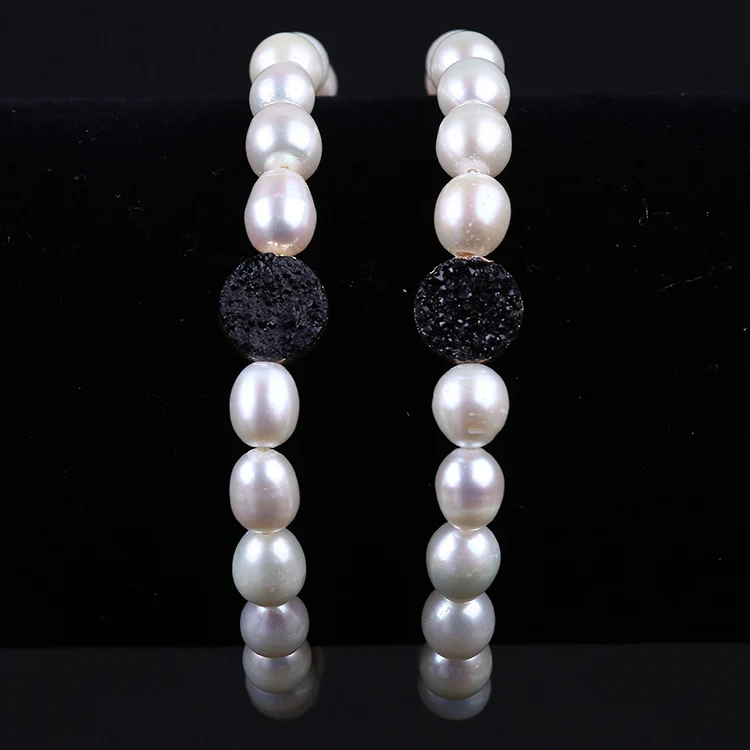 Дешевые подарок риса из натурального пресноводного расшитая белым жемчугом и 10