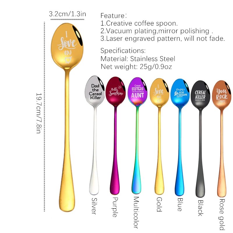 Креативная кофейная ложка из нержавеющей стали индивидуальная надпись