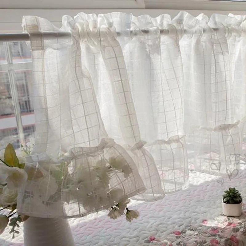 1 шт. белая короткая занавеска из вуали сетчатая кухонная прозрачная