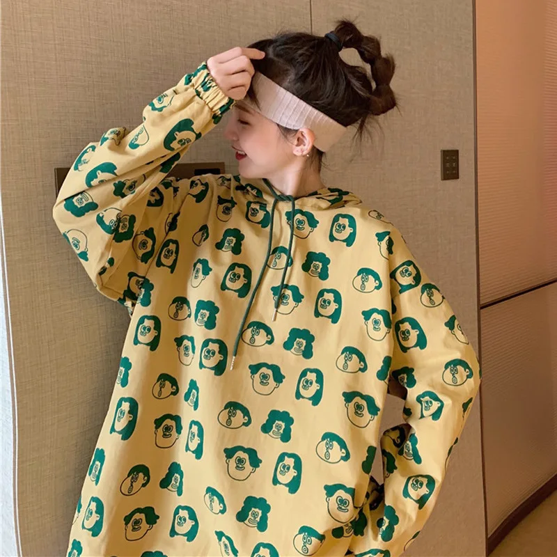 

Женский хлопковый свитер с капюшоном, в стиле Харадзюку