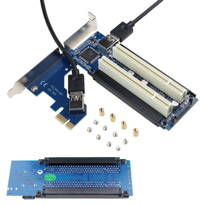 PCI-E PCI Express X1 к двойным разъемам PCI переходная плата расширения с кабелем USB 3,0 для настольного компьютера