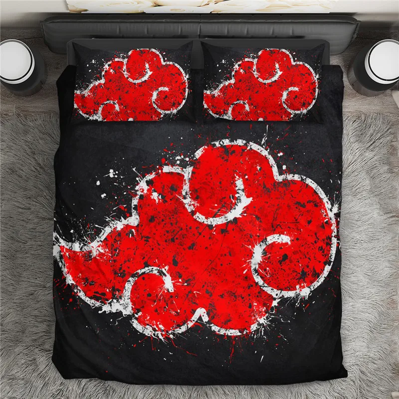 Uzumaki Duvet Cover Cartoon Bedding Set Red Cloud Print Quilt Comforter for Kids Boy Girls Bedroom Decor Home Textile | Дом и сад