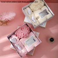 face towel hair clip hair band and bath towel soft and fashionable warm coral velvet antlers bathing three piece gift box tool