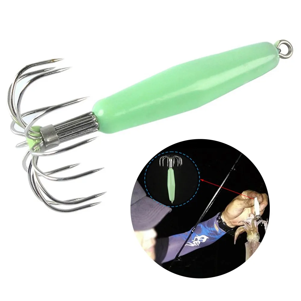 

12 Claws Hooks Squid Jigs Bait Glow In The Dark Hard Fishing Lures 12/16/25/35g Luminous Small Squid Hook Fishing Tackle Pesca