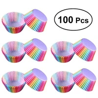 kitchen baking 100 pcs rainbow paper cake cup cupcake paper muffin party tray bakeware stands cupcake cases liners wedding party