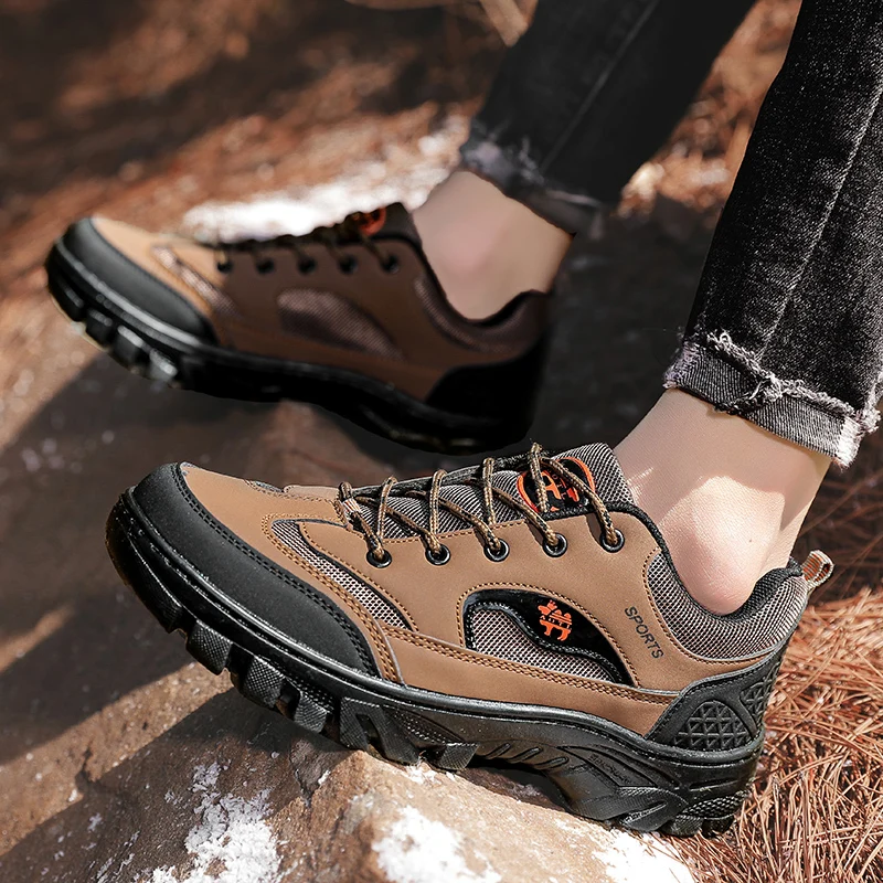 Brand Mens Trekking Shoes Waterproof Leather Sneakers Breathable Mens Safety Boots Work Shoes Male Outdoor Snow Boots for Men