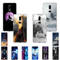 phone case for oneplus 9 9r 8 7 8t 7t pro z nord n10 n100 ice wolf moon transparent soft tpu cases for redmi 7 6 6a 7a cover