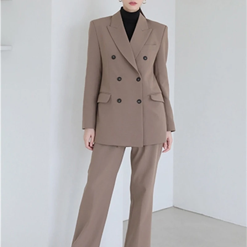 

Женский комплект из 2 предметов, двубортный Блейзер и брюки