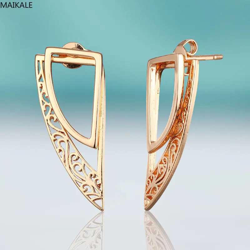 MAIKALE, модные серьги-гвоздики в виде крыльев для женщин, медные, золотые, серебряные серьги, простые большие серьги, изысканное ювелирное изделие, подарок на свадьбу