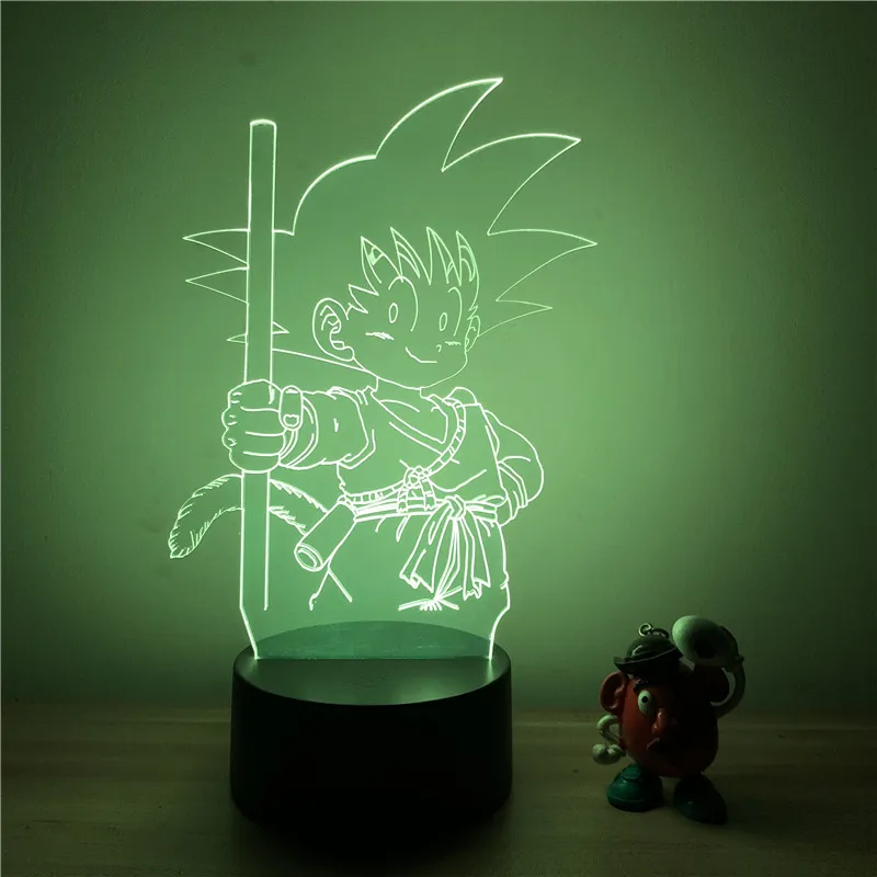 3D светодиодный ночной Светильник Dragon Ball Z Goku Super Saiyan, экшн-фигурка, 7 цветов, сенсорная Оптическая иллюзия, настольная лампа, режим украшения дома