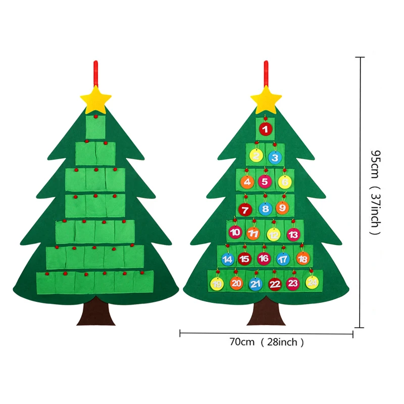 Coundown tree Наш теплый фетровый календарь для рождественской елки с карманами, сделай сам, тканевый календарь для детей, подарки для детей 1-24, обратный отсчет до Рождества - Цвет: Coundown tree