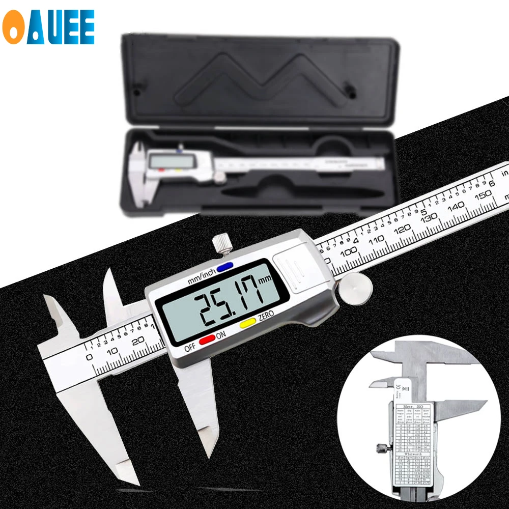 

150mm Vernier Calipers Measuring Tool Stainless Steel Digital Caliper 6 inch Measuring Instrument