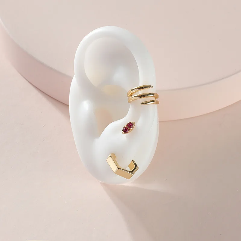 

3 Pieces/each Set of Fashion Punk Geometric Square Claw Ear Clip Simple High-quality Circle Non-piercing Ear Clip Party Jewelry