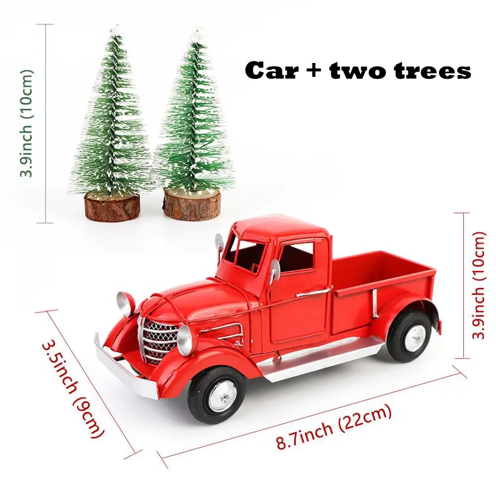 Car B with tree OurWarm маленький красный металлический Грузовик Рождественский Декор новогодние подарки для детей ручной работы классический дизайн Мини Рождественская елка модель автомобиля - Цвет: Car B with tree