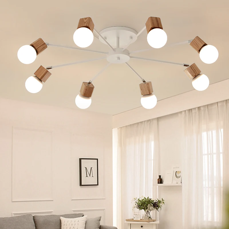 Modern Wood Ceiling Light Living Room Bedroom Lights Office Flush Mount home Decor Lustre | Лампы и освещение