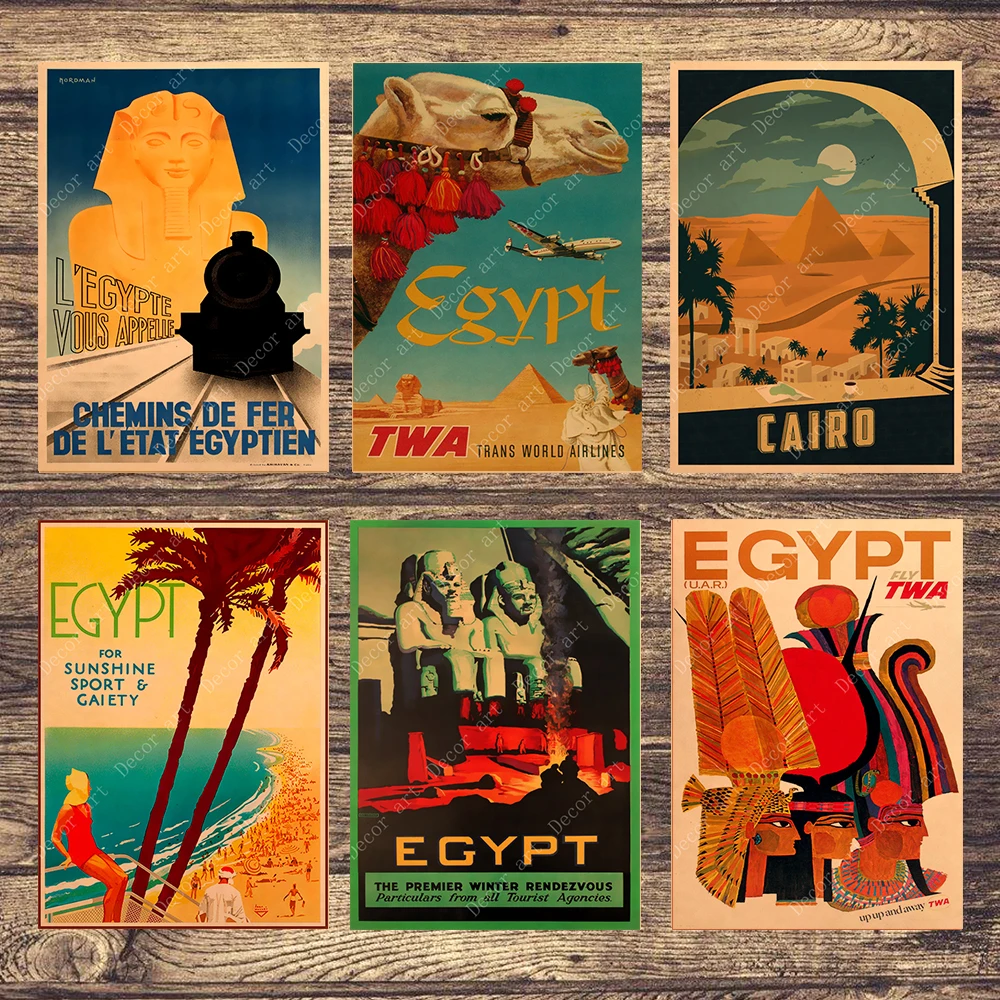 Воздушный поезд путешествие в Африку Египет холст живопись винтажные настенные