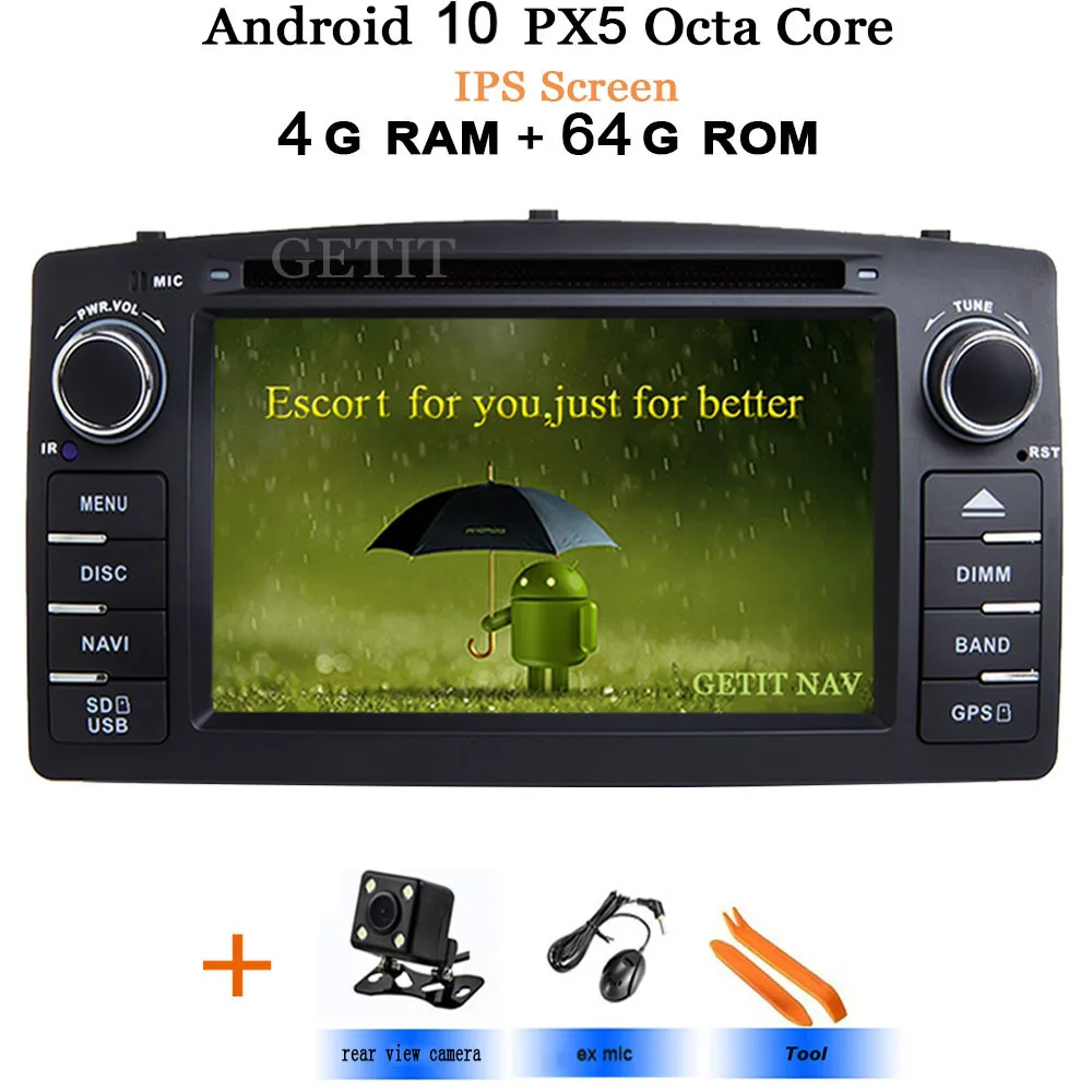DSP чип ips экран Android 10 автомобильный DVD мультимедийный плеер для Toyota Corolla E120 BYD F3 с wifi BT стерео радио gps - Цвет: IPS 4G-Rear Camera