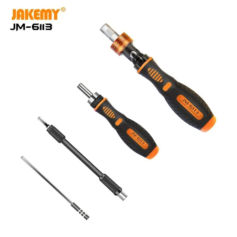

JAKEMY JM-6113 Professional household diy tools ergonomically handle magnetic bits connector adjustable flexible screwdriver set