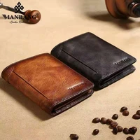 men wallet manbang 2021anti theft cowhide genuine leather small mini card holder male wallet pocket retro purse high quality 873