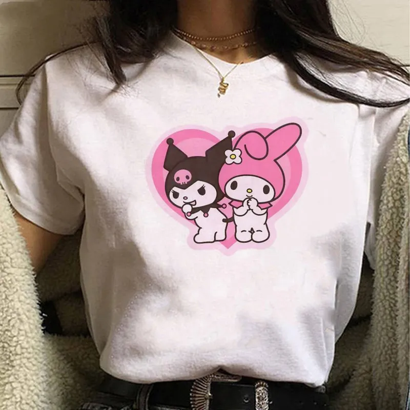 

Женская футболка Harajuku, женская рубашка с мультяшным принтом, женская футболка с круглым вырезом, свободные топы с коротким рукавом, блузка