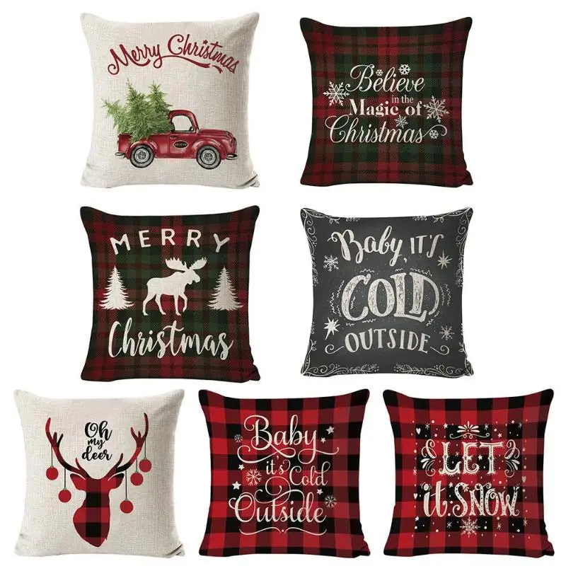 С рождественским принтом льняная Подушка Чехол дома мягкая подушка чехол Крышка