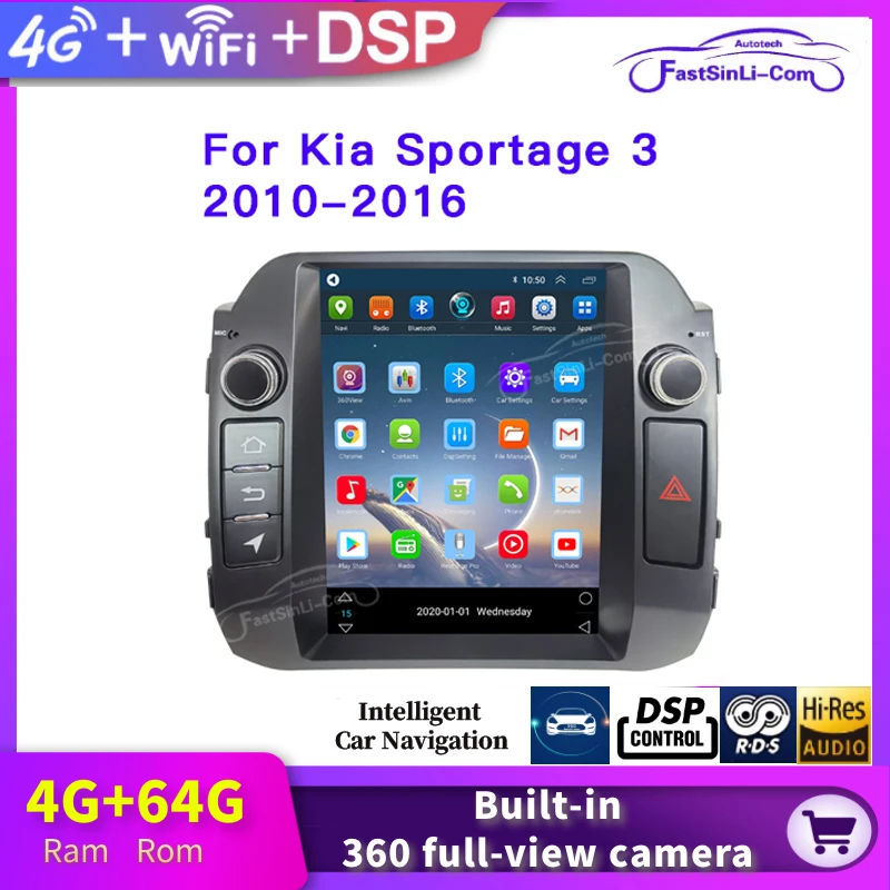 Автомагнитола для Kia Sportage 3 SL мультимедийный видеоплеер с GPS навигацией на Android 9 2010