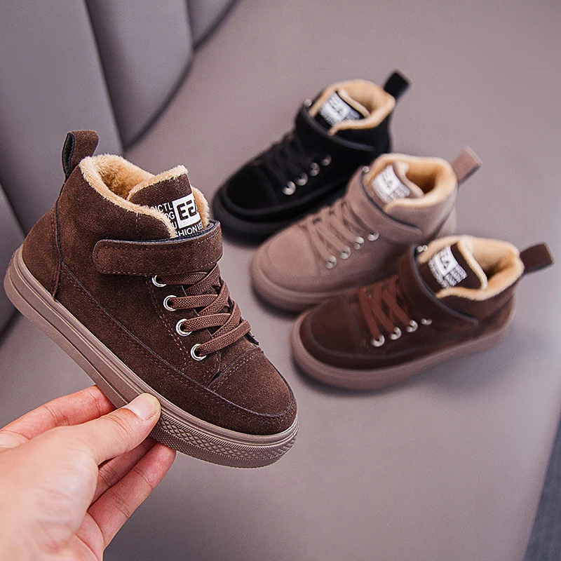 XZVZ-Botas de algod&oacute;n para ni&ntilde;os y ni&ntilde;as, zapatos antideslizantes de Material de gamuza, c&oacute;modos, mantiene el calor en invierno-1