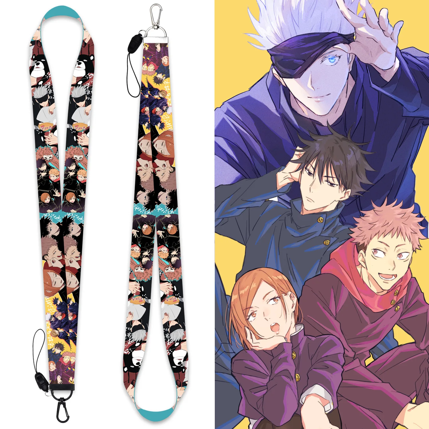 

Jujutsu Kaisen Lanyard Keychain Yuji Itadori Fushiguro Megumi Anime Webbing Neck Straps Key Chain Bagdge Holder Accessories