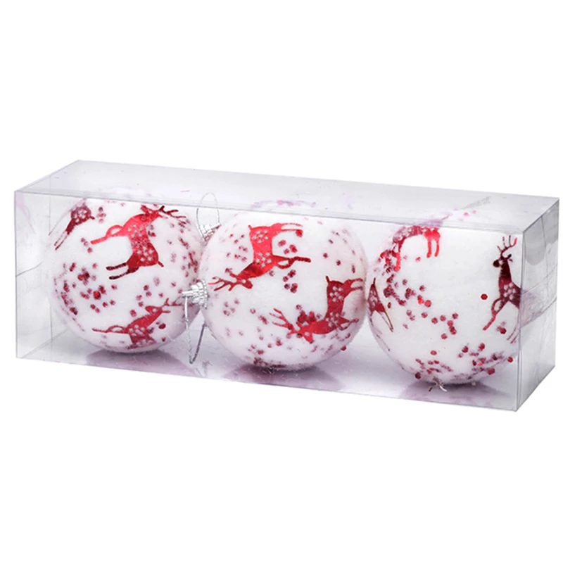 Акция Рождественское украшение красный оленевый шар 80 мм 3 шт./упаковка|decorative