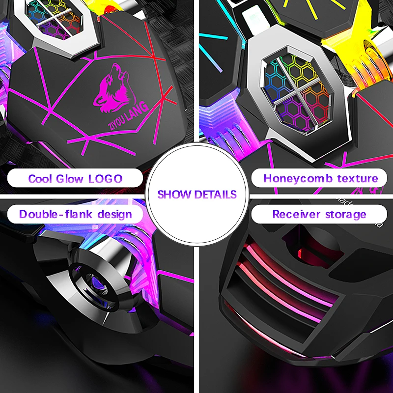 X13 2.4G Wireless Gaming Mouse 6 Button 2400DPI USB Rechargeable Mute Backlight Mice Optical for Gamer Computer PC | Компьютеры и офис