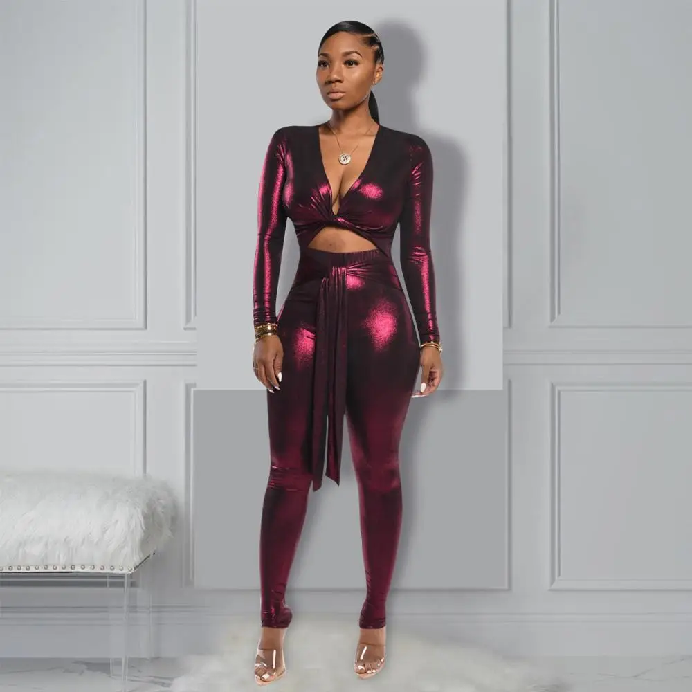 Женский спортивный костюм с V-образным вырезом длинным рукавом |