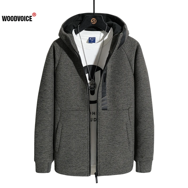 

2021 Men's Jacket Winter Casual Hooded Zipper Male Outwear Warm Cashmere Windproof Hooded Sweatshirt Sports Jacket Mens Clothing