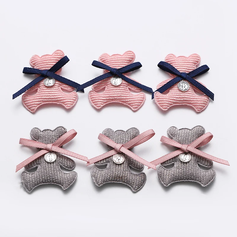 

12pcs/lot Bear Padded Appliques with bowknot decoration for Children Headwear Hair clip Accessories and Garment Accessories