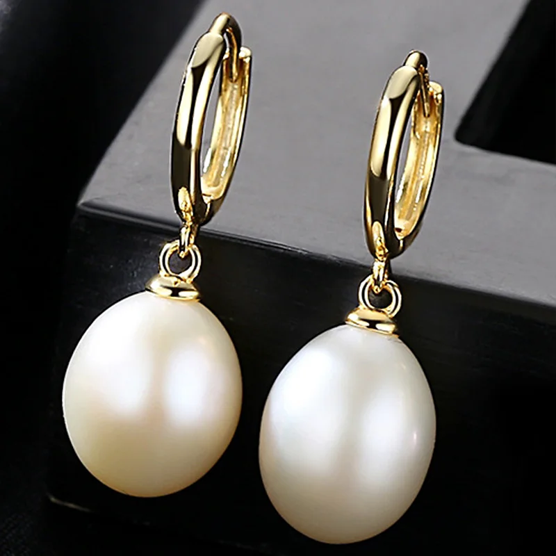 White Pearl Серьги с жемчугом серебро 925, натуральный Серьги с жемчугом, 10-11 мм жемчужные серьги в виде капель с Для женщин Свадебная вечеринка Серьги с жемчугом, ювелирные изделия - Цвет камня: White Pearl