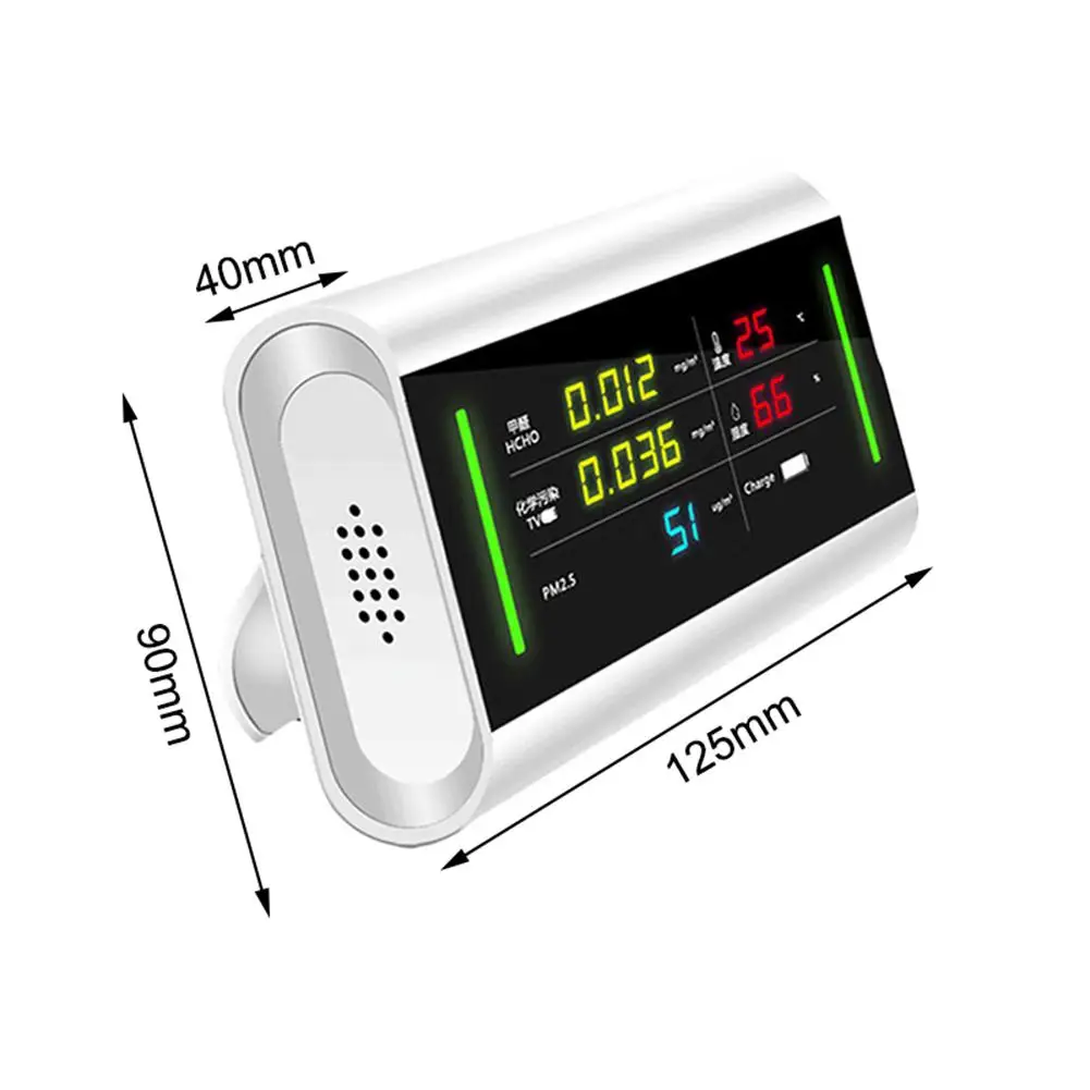 

5-in-1 Indoor LCD Digital Formaldehyde Detector Meter PM2.5 HCHO TVOC Detector USB Charging Air Monitor Household