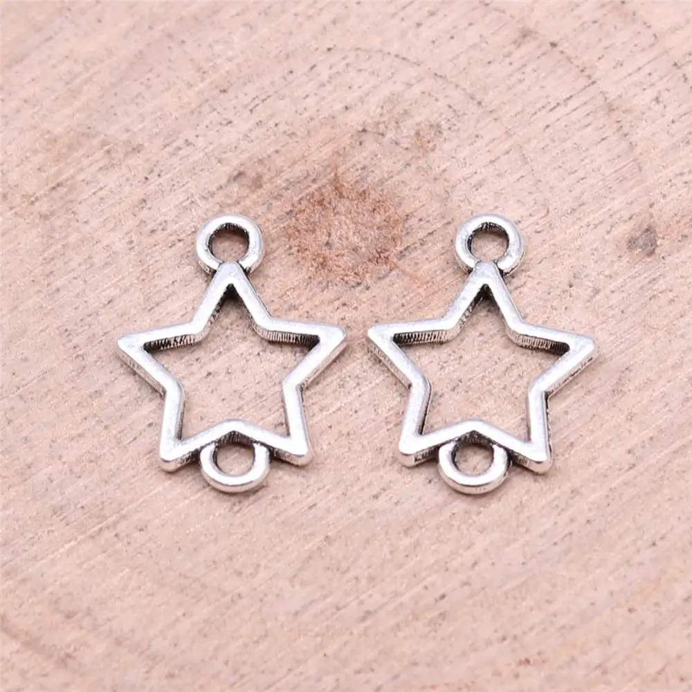 

Hollow Star Connector Charms For Jewelry Making Findings Handmade DIY Craft 40pcs Antique Silver Color 15x12mm