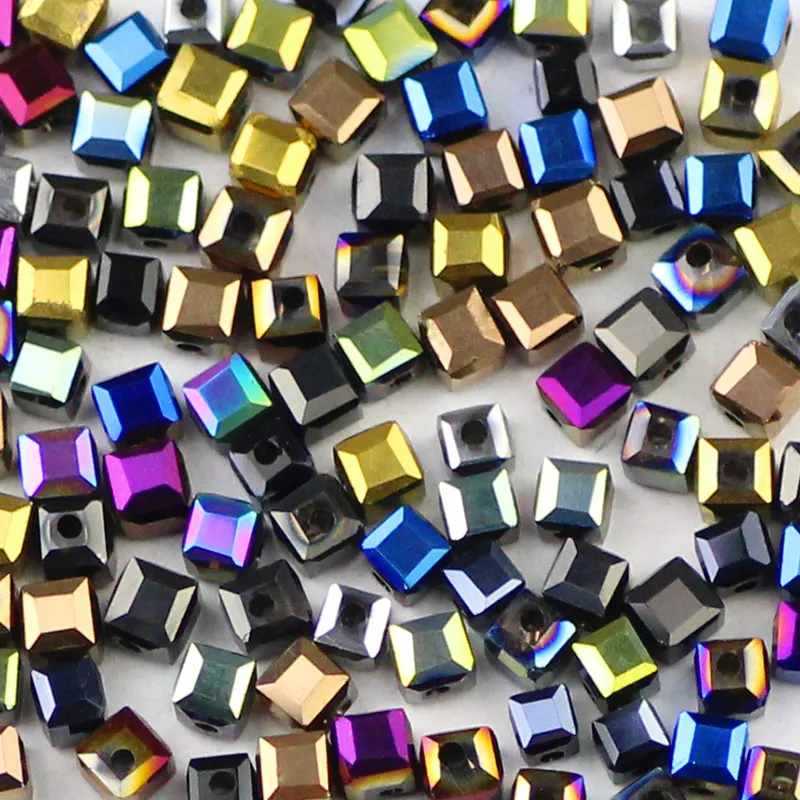 Mixedcolor PEOOPLE покрытие AB 100 шт./лот 3 мм квадратный ручной работы DIY австрийский кристалл стеклянные свободные разделительные бусины для изготовления ювелирных изделий Аксессуары - Цвет: Mixedcolor