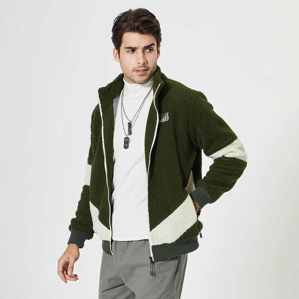 

2021 Men Lamb Wool Zipper Hoodies Casual Thick Jacket Autumn Winter Warm Cashmere Sweatshirt Coat Male Patchwork Pocket Jacket