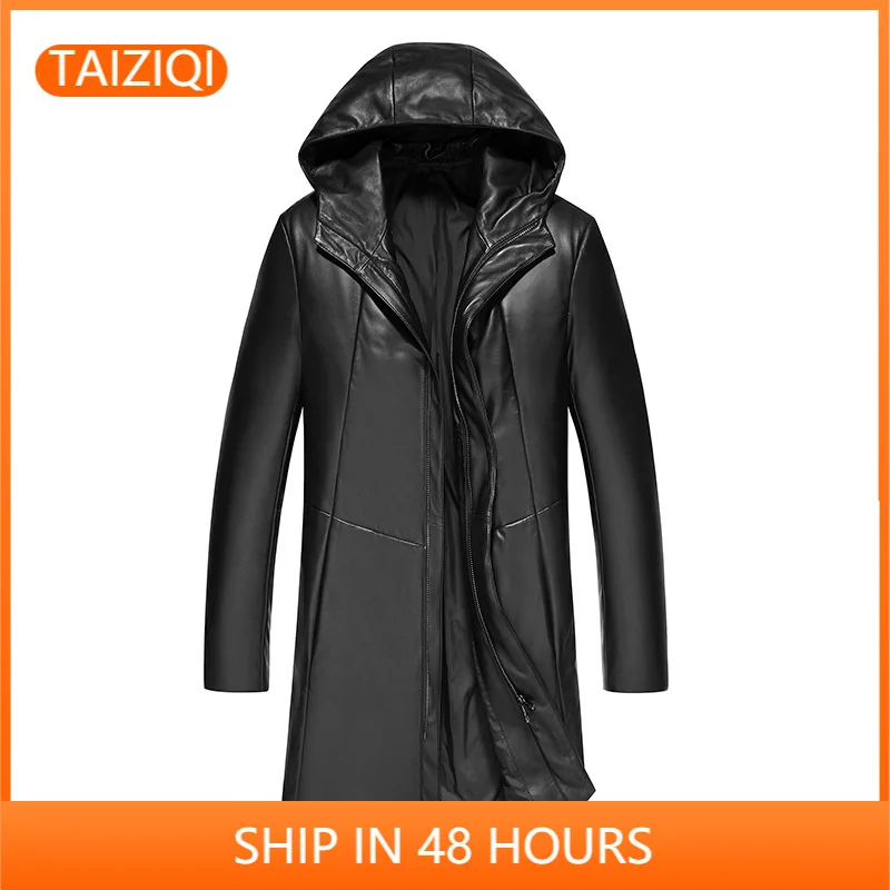 

Мужская зимняя куртка из натуральной овечьей кожи, с капюшоном