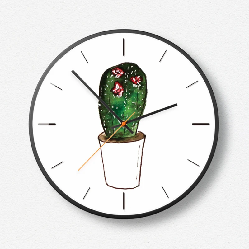 Настенные часы С КАКТУСОМ зеленые креативные кварцевые металлические