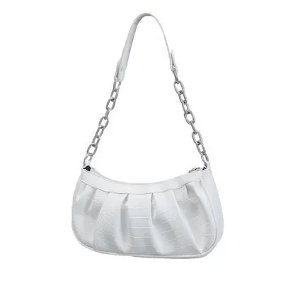 

Crocodile pattern niche design chain underarm bag female 2021 new one-shoulder diagonal baguette bag fold cloud bag