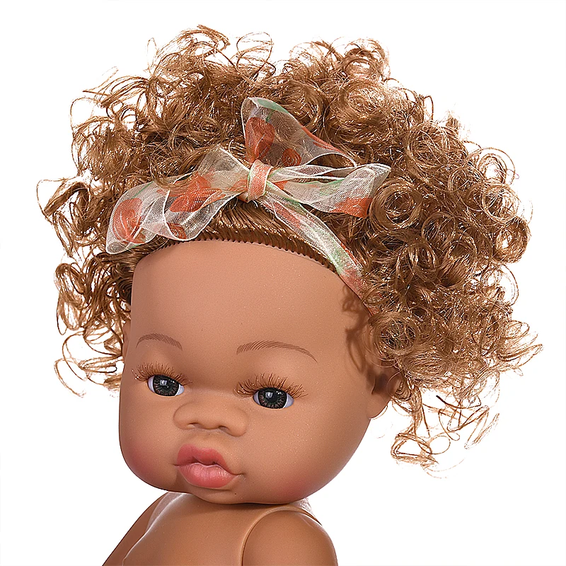 35 см черный младенец куклы Возрожденные африканские черные силиконовые