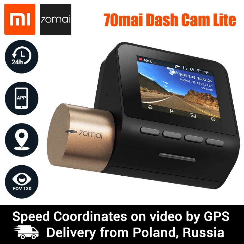 Купон-197,73 руб Видеорегистратор Xiaomi 70mai Dash Cam lite, Разрешение 2592x1944, Обзор 140°, F/1.8, доп. модулей GPS активирует ADAS, поддержка WDR