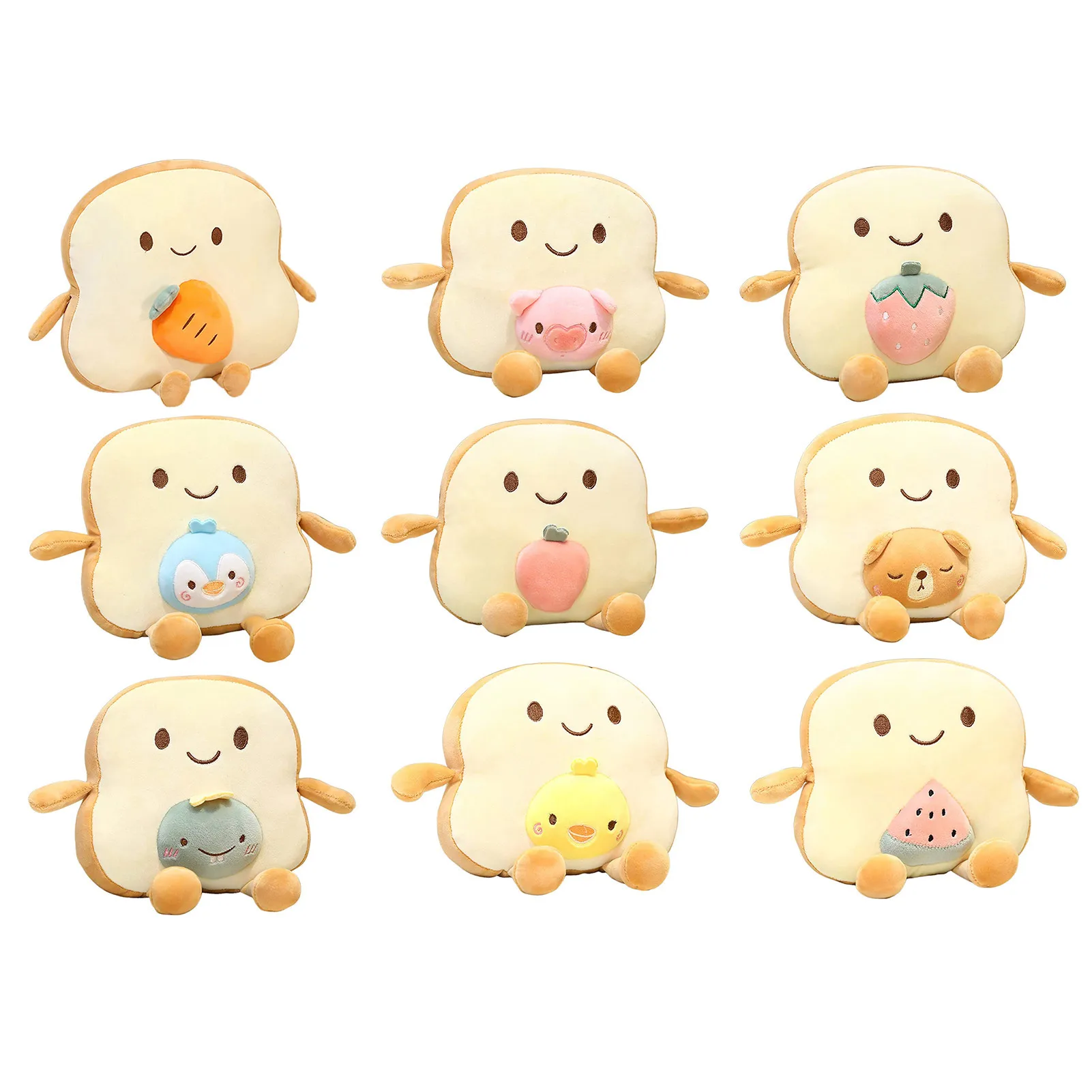 

16 Ins Cute Sliced Toast Bread Plush Toy Pillow Combining Fruits Cat Animals Bread Pillow Cushion Plush Doll Stuffed Toy Gift