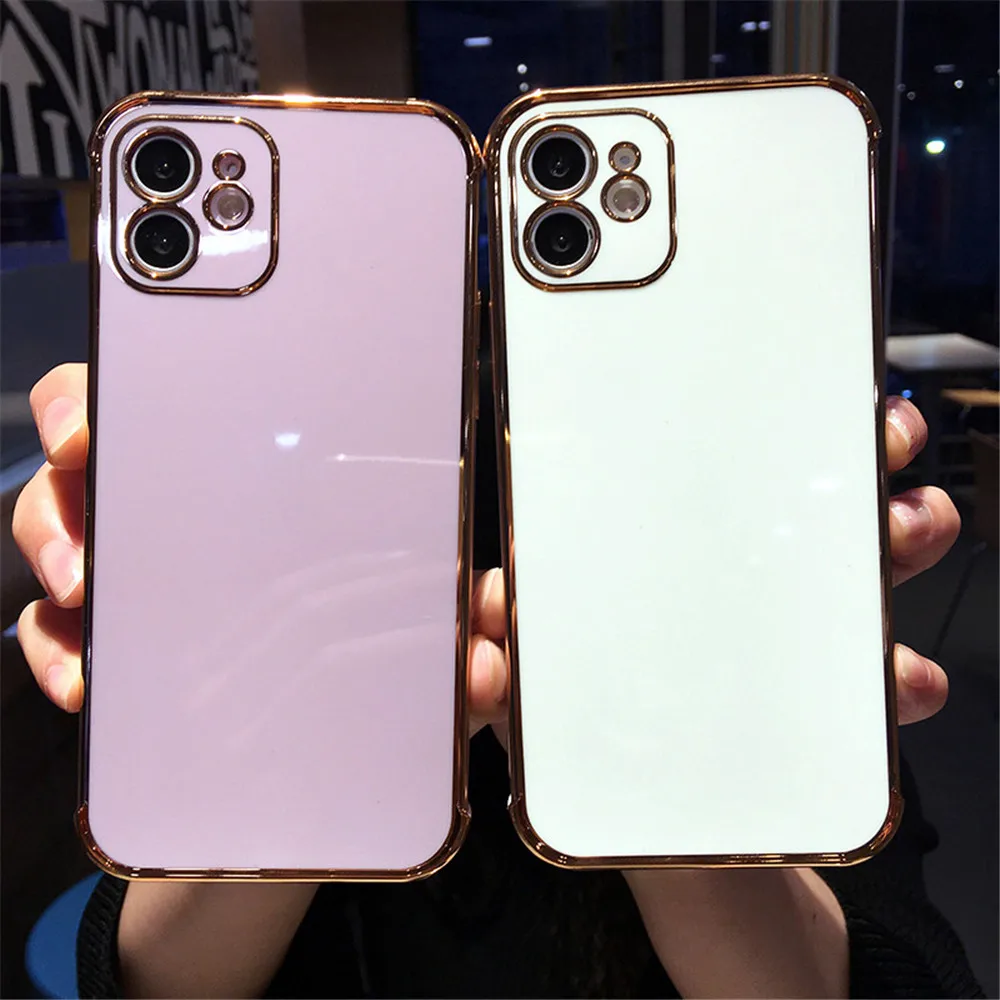 

moskado Electroplated Bumper Phone Case For iPhone 11 Pro Max 12 Mini XR XS Max X 7 8 Plus SE 2020 Camera Protection Soft Cover